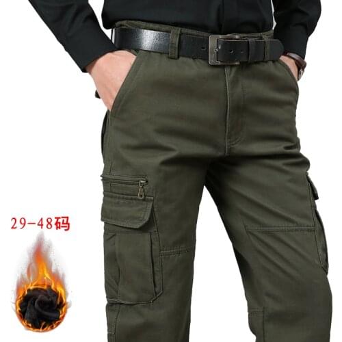 Winter Plus Velvet Cargo Pants Men Military Tactical Joggers Camouflage Cargo Pants Multi-Pocket Fashions Army Trousers Size 44