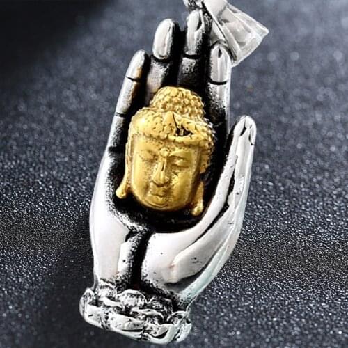 Stainless Steel Buddhsim Buddha Hand Pendant Mens Religion Buddhas Buddhisms Pendants Religious