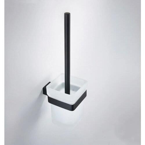 LIUYUE Toilet Brush Holder Gold Stainless Steel Wall-Mounted Bathroom Square Glass Cup Toilet Brush Holders Bathroom Accessories