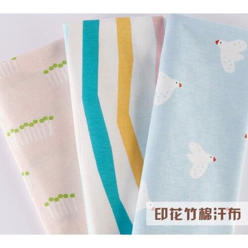 Printed bamboo cotton fabric baby knitted jersey fabric DIY sewing T-shirts dress fabric 50x180cm