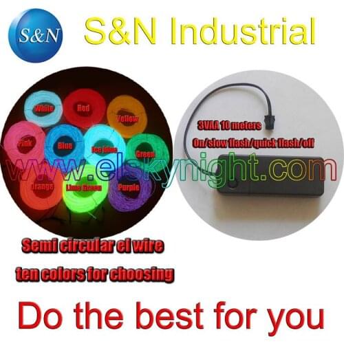 Diameter 4MM semi circular el wire 10 meters+3VAA 10 M el inverter+free shipping