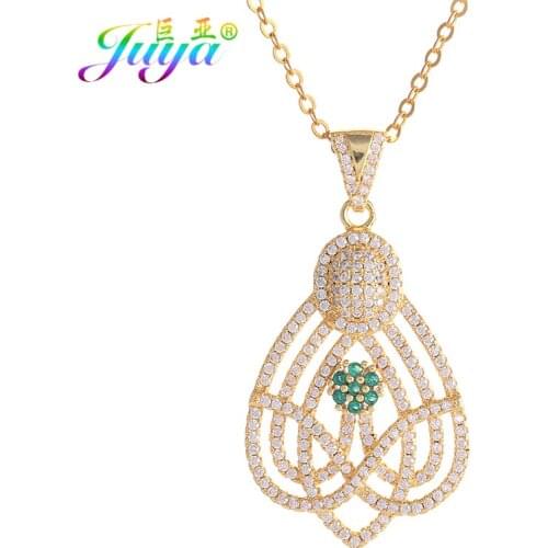 Juya Handmade Greek Eye Necklace Micro Pave Zircon Infinity Heart Pendant Necklace For Women Long Chains Sweater Necklace