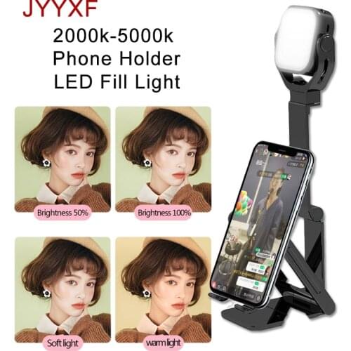 JYYXF Foldable Portable Light for make up Video Live stream Selfie 2000K-5000K Soft Light LED Fill Light Lamp Phone Holder Stand