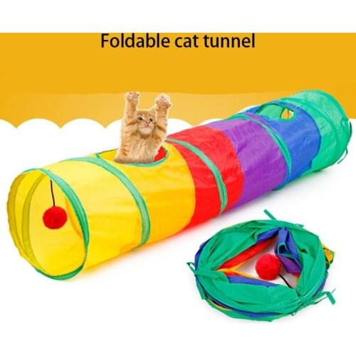 Cat Bed Tunnel Collapsible Cat Tunnel Tube Pet Interactive Play Toys Plush Toy For Cat Puppy