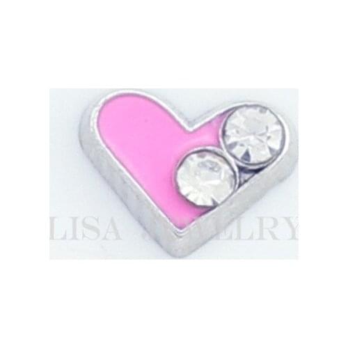 Hot selling pink heart floating charms living glass floating memory locket charms 10pcs/lot