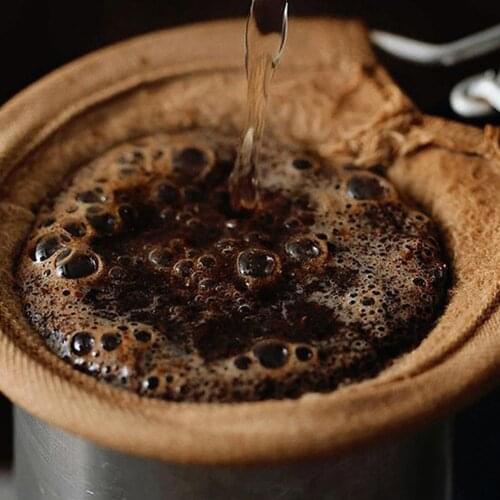 Reusable Stainless Steel Handle Flannel Cloth Strainer Coffee Mesh Filter Bag yet the coffee easily drips through to your cup