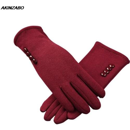 Fashion Button Ladies Warm Gloves Women Autumn Winter Womens Gloves Fleece Velvet Thickened Female Touch Screen Gloves