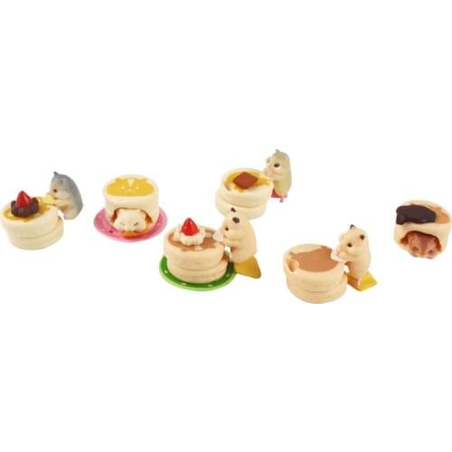 Cartoon Hamster Figure Toys Mouse Eatting Desserts Cake Hamburg Lovely Animal Model Aceion Dolls Cift