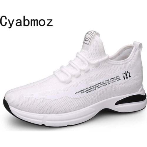 Men Fashion Elevator Sneakers Comfortable Height Increasing Taller 6CM Casual Shoes Breathable Mesh Man Outdoor Leisure Shoes