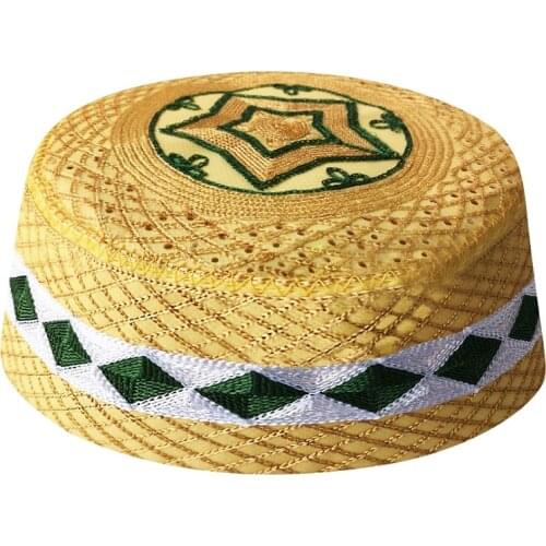 Mens Arab Islam Prayer Hats Topi African Kippah Head Caps Muslim India Jewish Hat Yellow Allah Musulman New Hombre Cap Boina