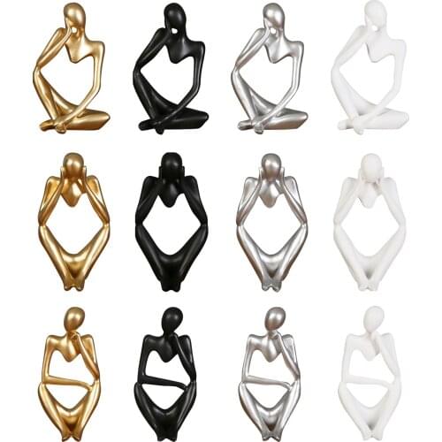 Meditation man Ornament Nordic modern style living room bedroom Bright luxury Resin Statue Mini abstract character Decoration