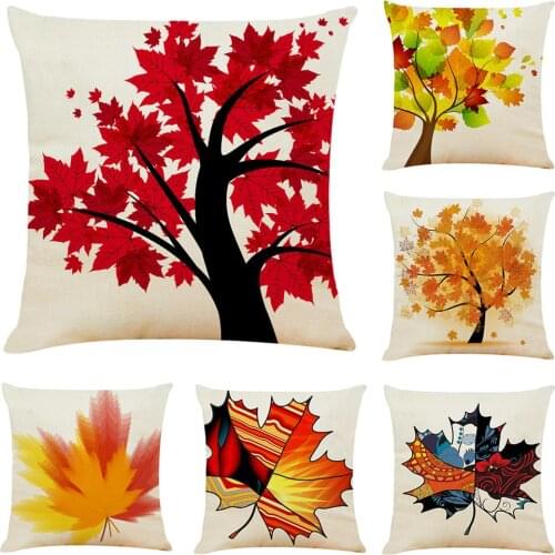 Soft Linen Maple leaf Throw Pillow Case Zipper Durable Material Nature Pillow Cover Home Decorative