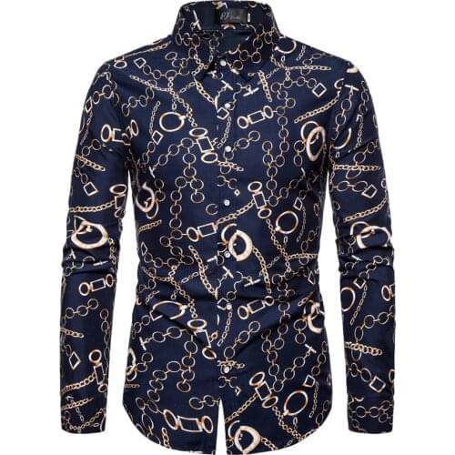 2021 New Slim Flower Shirt British Mens Trendy Business Casual Nightclub Long Sleeve Floral Print Shirts Mens Spring Clothing