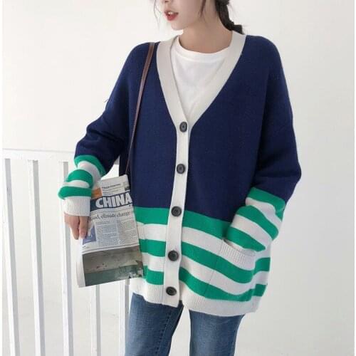 Autumn Winter Maternity Loose Cardigans Sweater Expectant Mother Elastic Soft Sweater Pregnant Women V-Neck Pregnancy Clothes