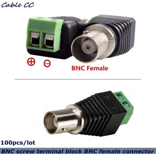 100pcs/batch Q9 surveillance camera BNC screw terminal block BNC female connector UTP video Balun CCTV system adapter free solde