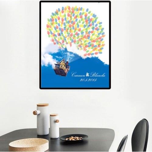 Personalized Canvas poster Wedding Fingerprint tree Flying House Signature Baby Shower Birthday Gifts first holy communion