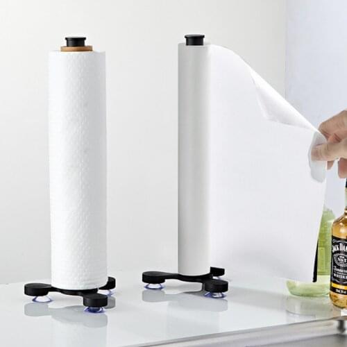 Simple Vertical Paper Towel Rack Suction Cup Movable Kitchen Cling Film Rack Dining Room Living Room Roll Paper Holder