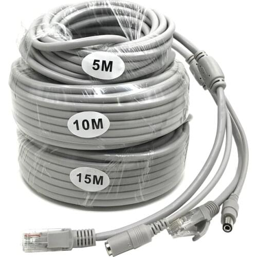 5M 10M 20M 30M CCTV rj45 Network Cable with 12v DC Thick Power 2.1x5.5mm Integrated Extension Ethernet Wires for IP Camera NVR