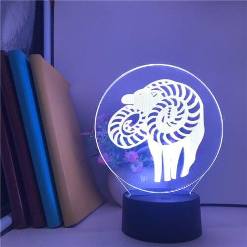 Lovely Night Light LED Goat Image for Kids Room Atmosphere Decor 3D Desk Lamp Birthday Gift Acrylic Nightlight Bluetooth Speaker