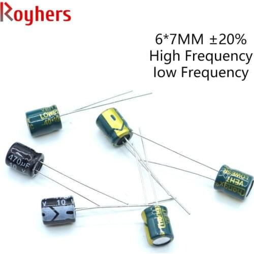 20Pcs 6*7 High Frequency Low ESR Aluminum Electrolytic Capacitor Kit 6.3V 10V 25V 35V 50V 16V 220UF 47UF 330UF 10UF Assorted Set
