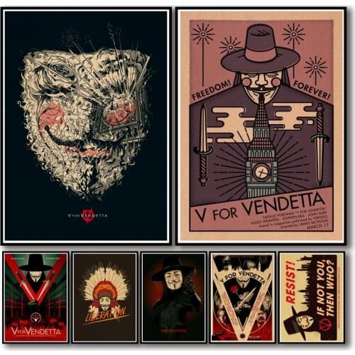 29 Designs V for Vendetta Kraftpaper Poster Artwork Homedecal Fancy Wall Sticker for Coffee House Bar