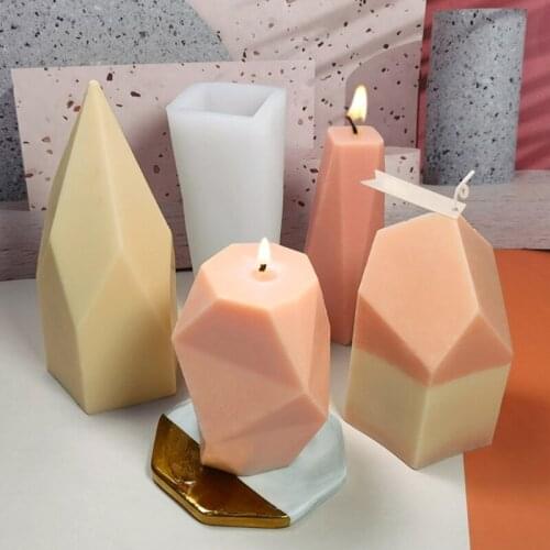 3D Geometric Shape Candle Mold Silicone Soap Making Mould Fondant Candy Cake DIY