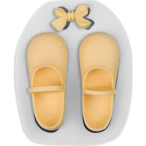 3D Cute Baby Shoes Bow Silicone Cake Molds Gum Paste Chocolate Clay Candy Mold Fondant Cake Decorating Tools