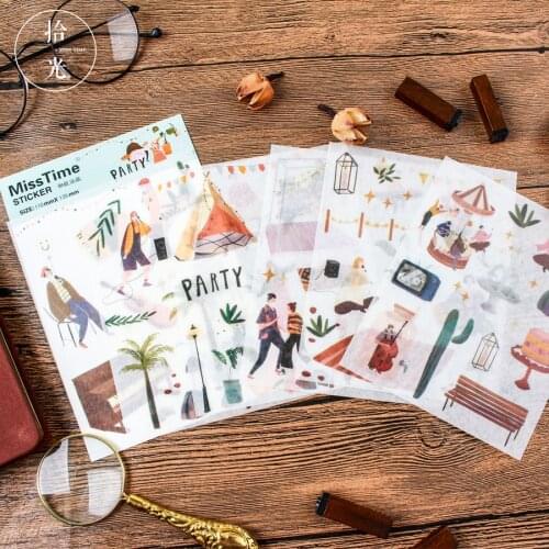 6 Sheets/Set Creative Park Concert Decorative Mobile Stickers Cartoon Scrapbooking DIY Craft Stickers Stationery