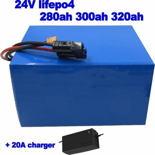 LiFePO4 LFP 24V 280ah 300ah 320ah Battery Pack for off grid solar energy power back up marine caravan van rv ev ups +20A charger
