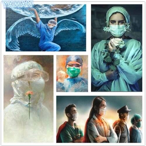 5D DIY Diamond Painting "Strong Hero" Cross Stitch Kits Handmade Mosaic Art Doctor Nurse Diamond Embroidery Home Decoration Gift