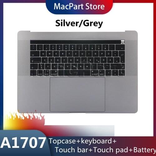 US UK Spanish Germany with Topcase 2016 2017 Year For Macbook Pro 15'' Retina A1707 Keyboard Top Case Grey/Silver