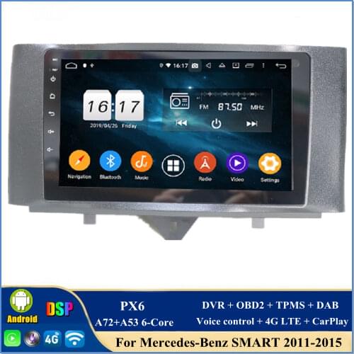 CarPlay DSP PX6 Android 10 Car DVD Player for Mercedes-Benz SMART 2011-2015 GPS Navigation Audio Stereo Radio WIFI Bluetooth 5.0