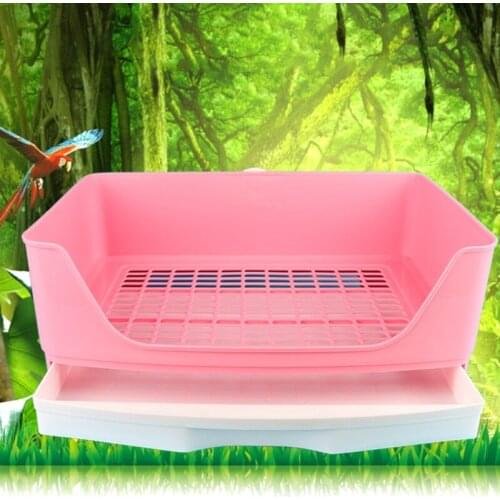 Large Rabbit Litter Box with Drawer Place Firmly Pet Bedpan Corner Toilet Box with Grate Potty Easy Operation Bigger Pet