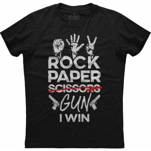 Rock Paper Gun I Win. Funny Graphic Phrase Patriotic T-Shirt. Summer Cotton O-Neck Short Sleeve Mens T Shirt New S-3XL