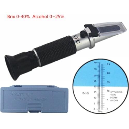 Digital Refractometer Brix Sugar 0-40% Alcohol Wine Beer 0-25% ATC Refrat metro Densimeter Retail Box Adjustable