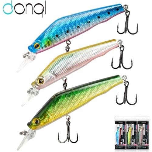 DONQL 3Pcs Floating Fishing Lure 80mm 9.6g Swimbait Jig Wobbler Minnow Hard Bait Artificial Bass Lures Saltwater Sea Crankbaits