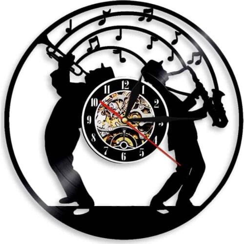 Jazz Music Art Vinyl Record Wall Clock LED Light Gift For Music lover Musicians Saxophone Wall Art Decor Watch Jazz Band Clocks
