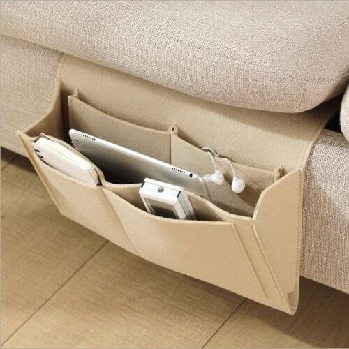 Pockets Bed Desk Bag Felt Bedside Storage Bag Pouch Bed Holder Sofa TV Remote Control Hanging Caddy Couch Storage Organizer