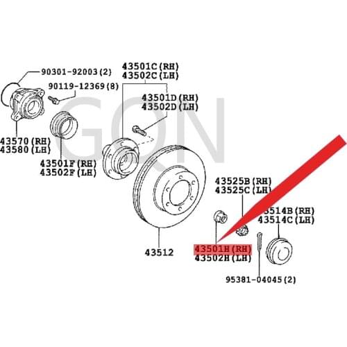 Nut (for front axle right half shaft) 2010-Toy ota FJC RUI SER HIL UXS URF FOR TUN ER front axle nut front axle nut