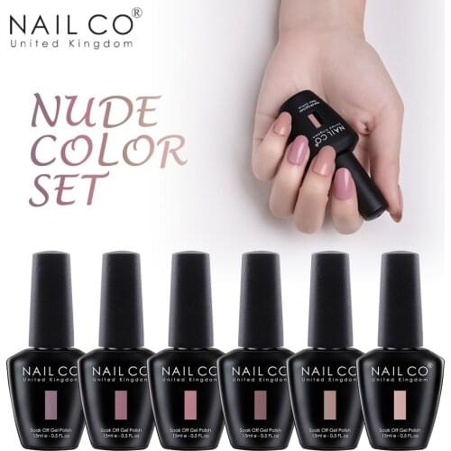 NAILCO 15ml Nude Brown Coffee Color Series Gel Nail Polish Design Lakiery Hybrydowe Vernis Nail Art Glitter Manicure UV Nail Gel