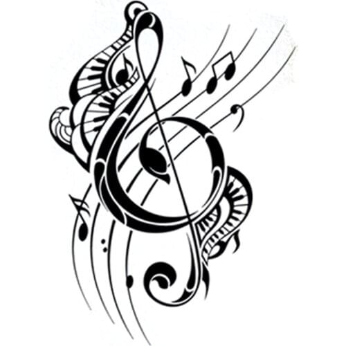 Personality Car Stickers Fashion Music Notes Silhouette PVC Car Decoration Accessories Decals Creative Waterproof Black/white