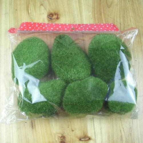 8/10x 2 Sizes Artificial Moss Rocks Decorative Faux Green Moss Covered Stones