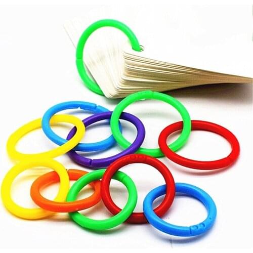 50pcs Plastic 28mm Binding Loose Leaf Rings Hand Account Card Circle Scrapbook Binding Buckle Hoop Circle Office Accessories