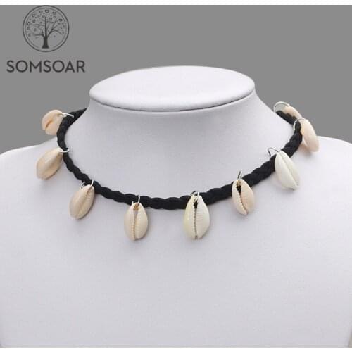 Hot Selling Natural Sea Shell Choker Necklace shell Woven necklace for Woman Summer Beach Girl conch Jewelry