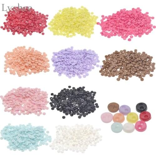 Lychee Life 300pcs 4mm Mini Doll Clothing Button 2-Holes Flatback Button DIY Handmade Sewing Scrapbooking Accessories