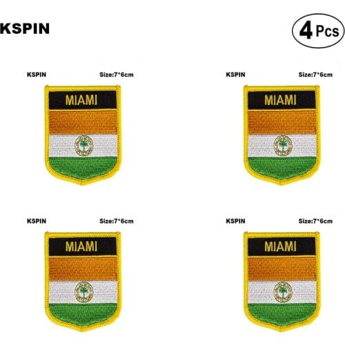 Miami Shiled Shape flag patches national flag patches for Cothing DIY Decoration