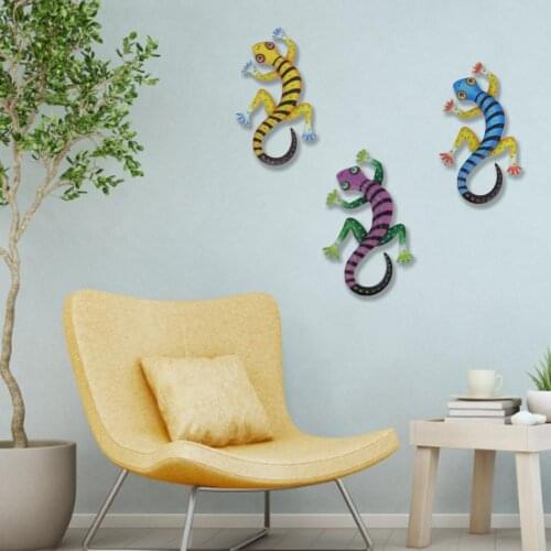 Metal Gecko Wall Decor Garden Outdoor Animal Statues Home Wall Art Hanging Gecko For Lawns, Backyards, Walkways, Courtyards