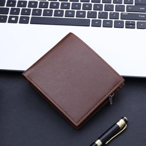 Short Wallet Men PU Leather Man Zipper Wallets With Coin Pocket Multi-Card Position Money Bag Male Purse Card Holder Coin Purse
