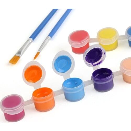 12 Colors Acrylic Paints with 2 Brushs DIY Graffiti Pigment Set for Oil Painting Paint Set