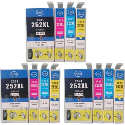 12 Pack Compatible Ink Cartridge for Epson T252 T252XL Printer for Epson WF-3620 WF-3640 WF-7110 WF-7610 WF-7620 Printer
